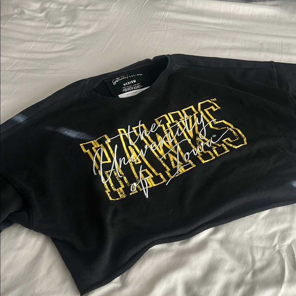 Black University of Iowa Cropped Crew